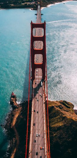 [2436x1125]桥梁 金山大桥 通行 车辆 苹果手机壁纸图片