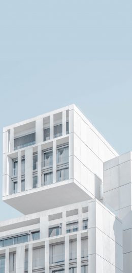 [2436x1125]楼房 建筑 小清新 蓝天 简约 窗 苹果手机壁纸图片