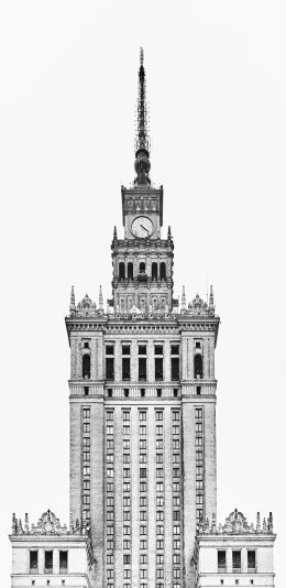 [2436x1125]欧式 建筑 时钟 黑白 苹果手机壁纸图片