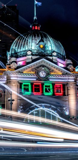 [2436x1125]欧式 建筑 街景 灯光 苹果手机壁纸图片