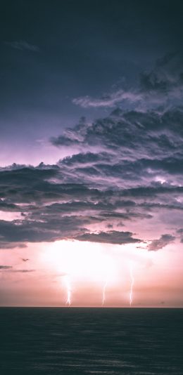 [2436x1125]气象 云层 海上 昏暗 苹果手机壁纸图片