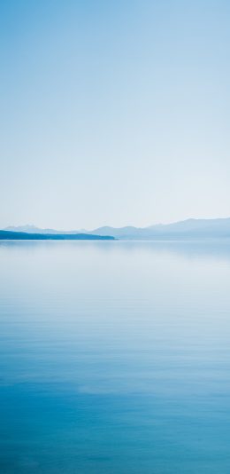 [2436x1125]水天一线 湖水 蔚蓝 唯美 苹果手机壁纸图片