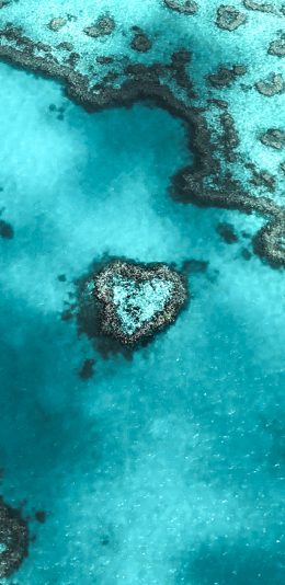 [2436x1125]汉密尔顿岛 澳大利亚 海岛 爱心 心形 大海 海洋 苹果手机壁纸图片