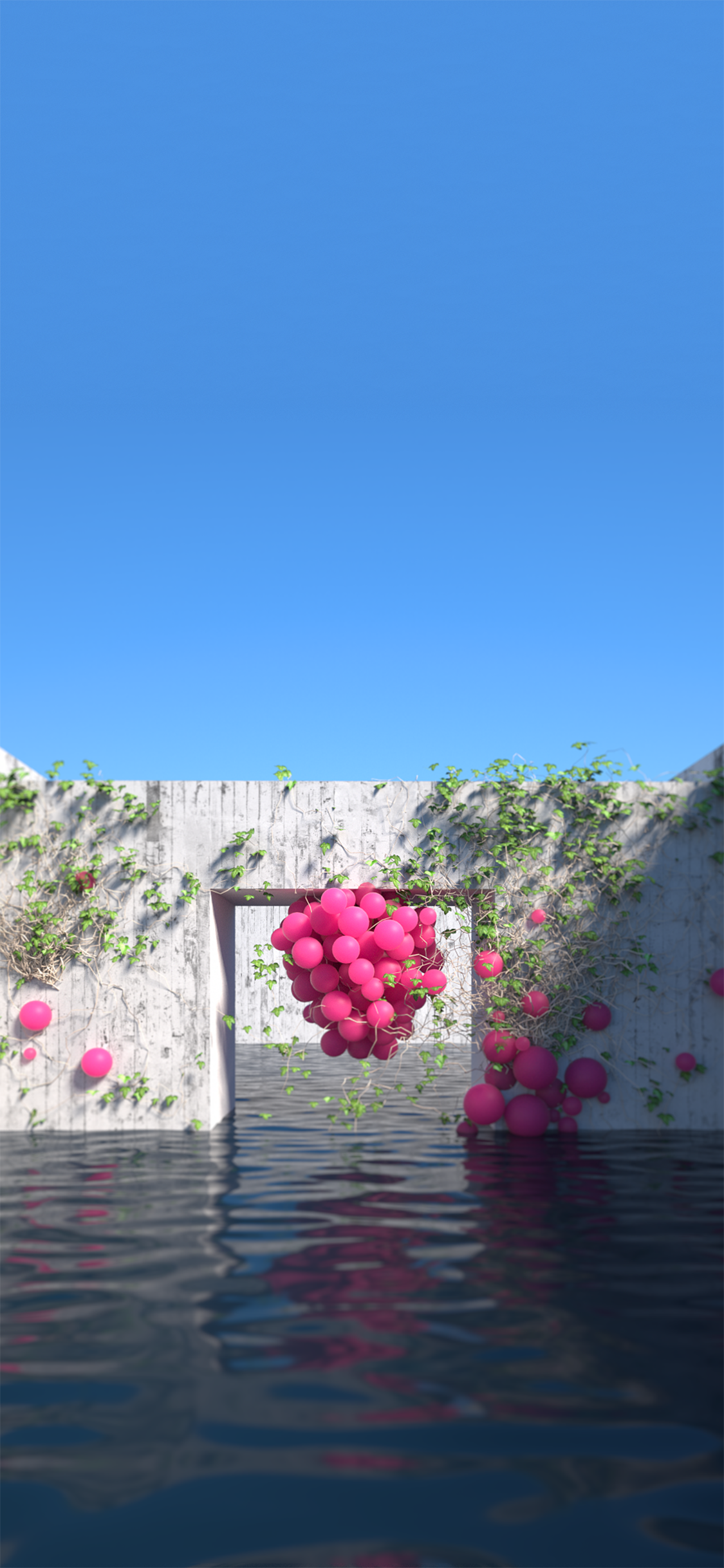 [2436×1125]池水 球体 设计 中心元素 （取自站酷网：吟月堂阿毛） 苹果手机壁纸图片