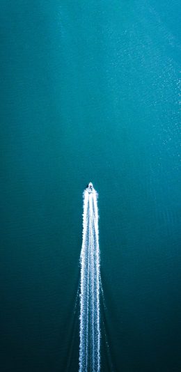 [2436x1125]汽艇 大海 浪花 波浪 苹果手机壁纸图片