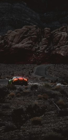 [2436x1125]汽车 车尾 尾灯 昏暗 苹果手机壁纸图片