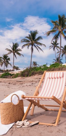 [2436x1125]沙滩 休闲 度假 蓝天 苹果手机壁纸图片