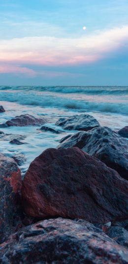 [2436x1125]沙滩 海滨 海水 沿岸 海边 壮观 大海 海浪 苹果手机壁纸图片