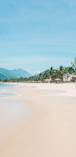 [2436x1125]沙滩 海滩 碧海蓝天 度假 旅游 苹果手机壁纸图片