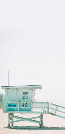 [2436x1125]沙滩 海边 小屋 大海 度假 苹果手机壁纸图片