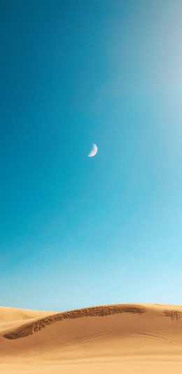 [2436x1125]沙漠 月亮 天空 荒漠 苹果手机壁纸图片