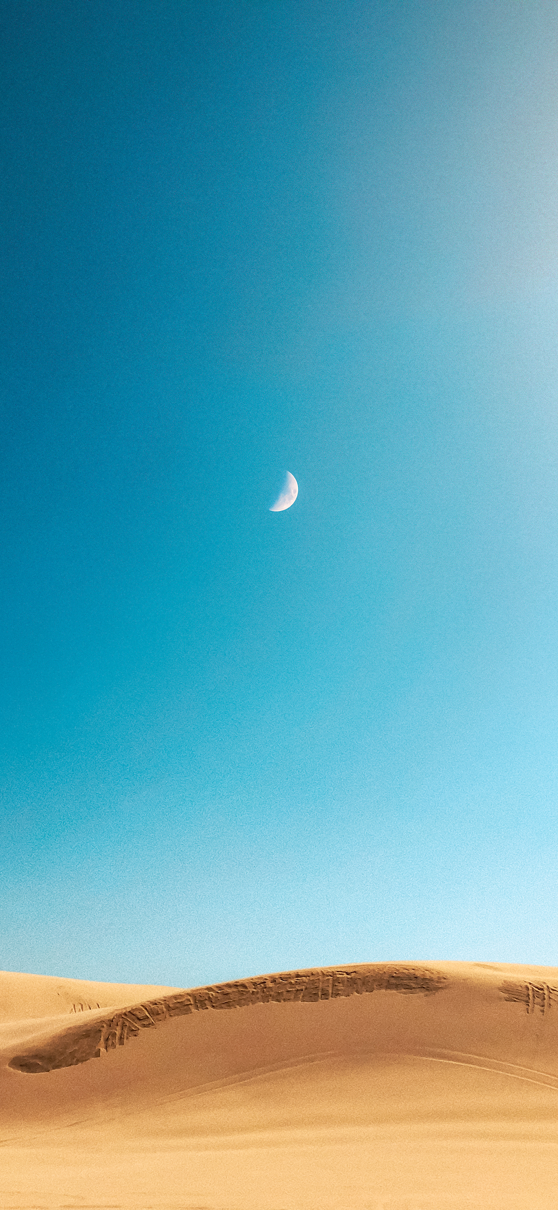[2436×1125]沙漠 月亮 天空 荒漠 苹果手机壁纸图片