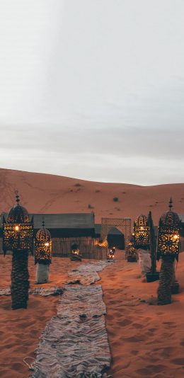 [2436x1125]沙漠 风情 建筑 异域 苹果手机壁纸图片