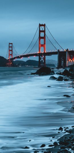 [2436x1125]河流 建筑 美国 金山大桥 苹果手机壁纸图片