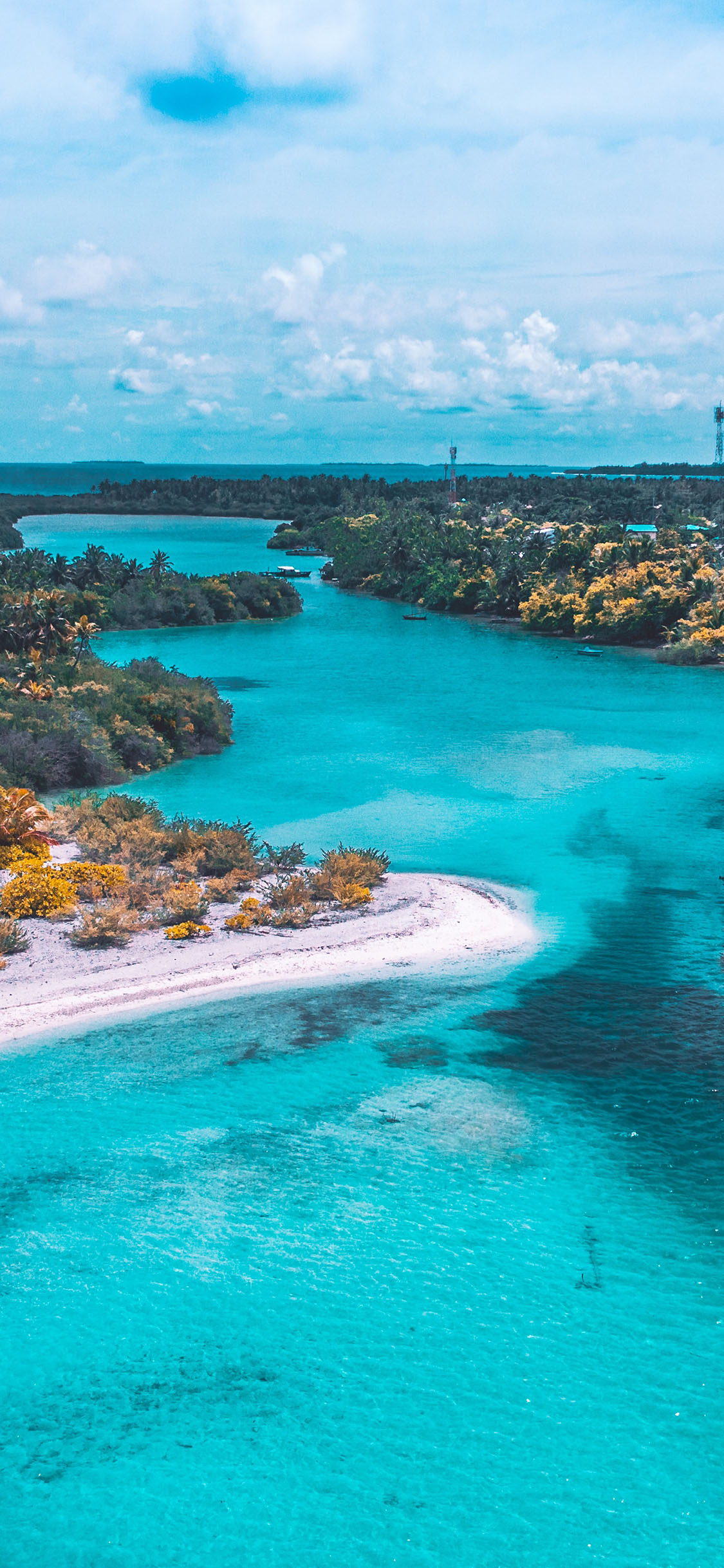 [2436×1125]河流 景色 航拍 苹果手机壁纸图片