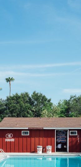 [2436x1125]泳池 池水 湛蓝 休闲度假 苹果手机壁纸图片