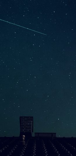 [2436x1125]流星 夜空 星空 屋顶 浪漫 苹果手机壁纸图片