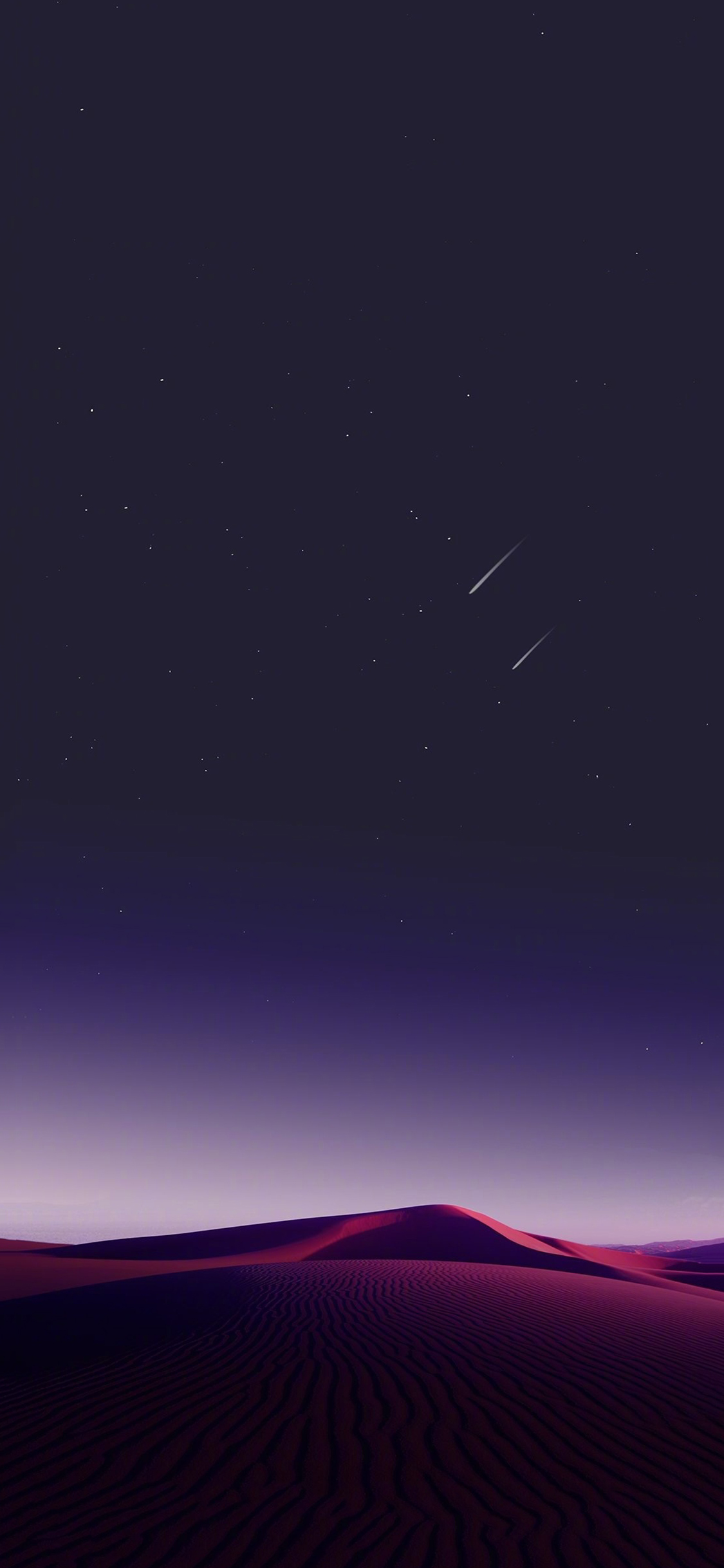 [2436×1125]流星 渐变 夜空 星空 沙漠 唯美 苹果手机壁纸图片