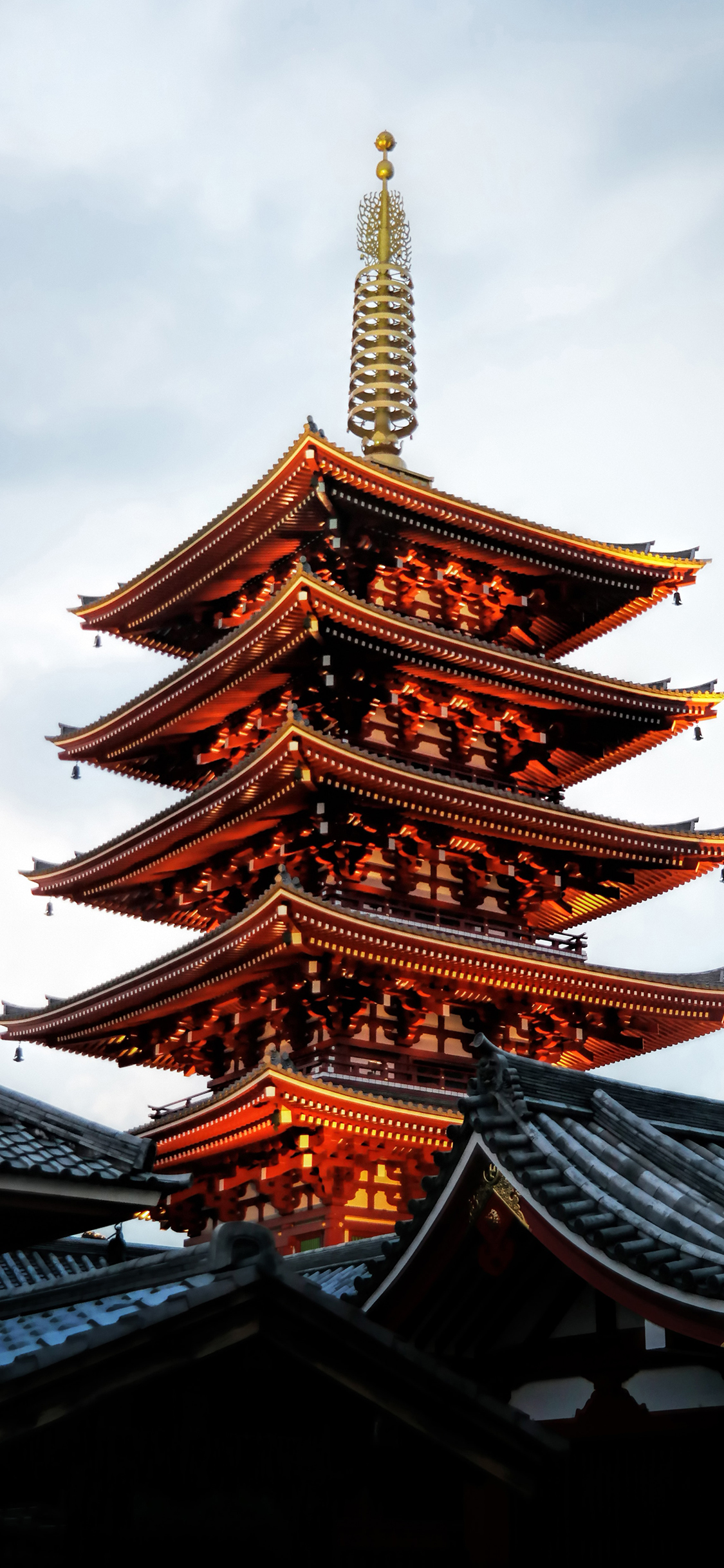 [2436×1125]浅草寺 建筑 寺庙 塔楼 苹果手机壁纸图片