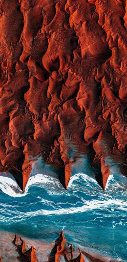 [2436x1125]海岸 地貌 地理 大海 纹理 航拍 苹果手机壁纸图片