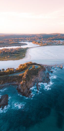 [2436x1125]海岸 大海 海浪 广阔 苹果手机壁纸图片