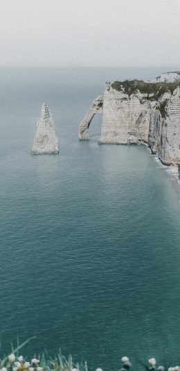 [2436x1125]海岸 景色 海水 俯拍 苹果手机壁纸图片