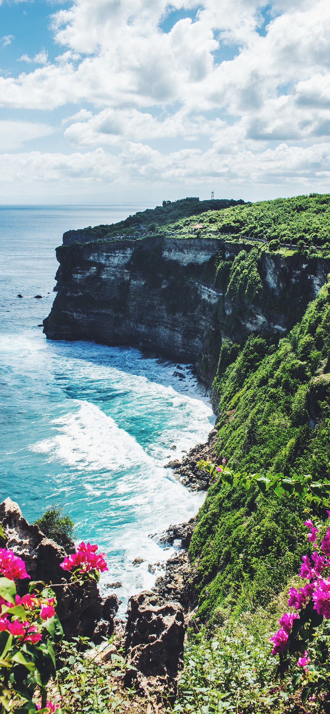 [2436×1125]海岸 海景 海浪 峭壁 苹果手机壁纸图片