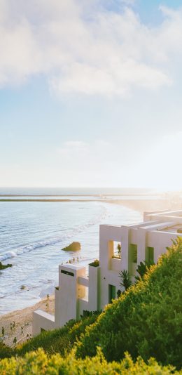 [2436x1125]海岸 海水 大海 蓝天 苹果手机壁纸图片