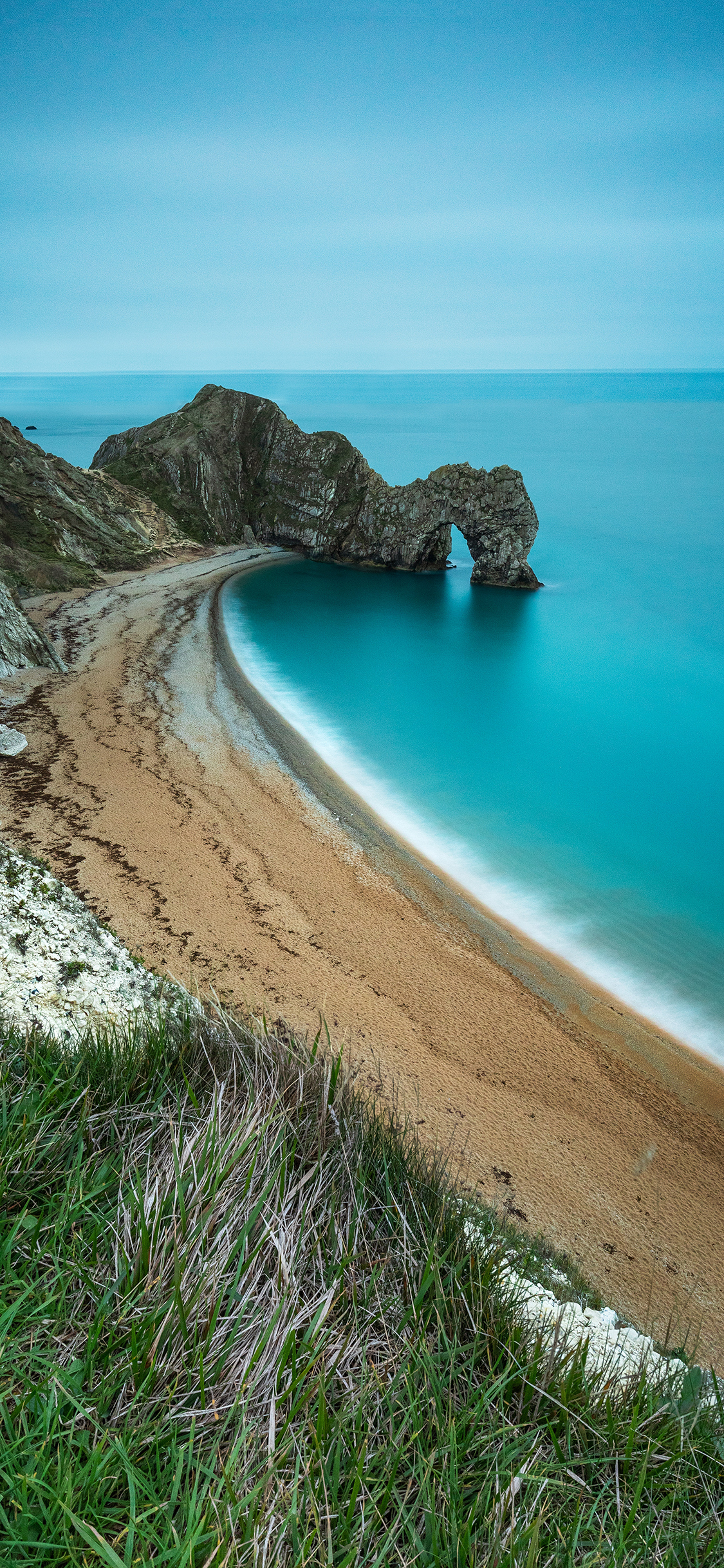 [2436×1125]海岸 海水 沙滩 景色 海天一线 苹果手机壁纸图片