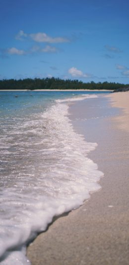 [2436x1125]海岸 海水 浪花 沙滩 苹果手机壁纸图片