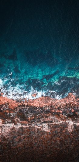 [2436x1125]海岸 海水 海浪 大海 苹果手机壁纸图片