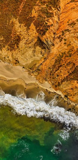 [2436x1125]海岸 海浪 大海 沙滩 苹果手机壁纸图片