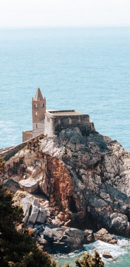 [2436x1125]海岸 海边 建筑 堡垒 苹果手机壁纸图片