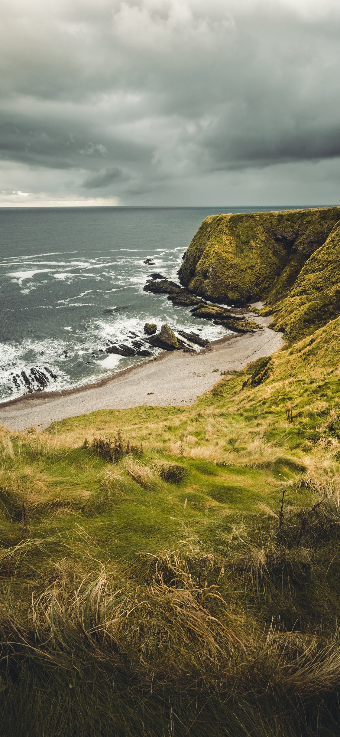 [2436×1125]海岸 海边 海浪 海水 苹果手机壁纸图片