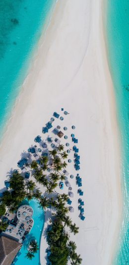 [2436x1125]海岸线 沙滩 热带 岛屿 度假 苹果手机壁纸图片