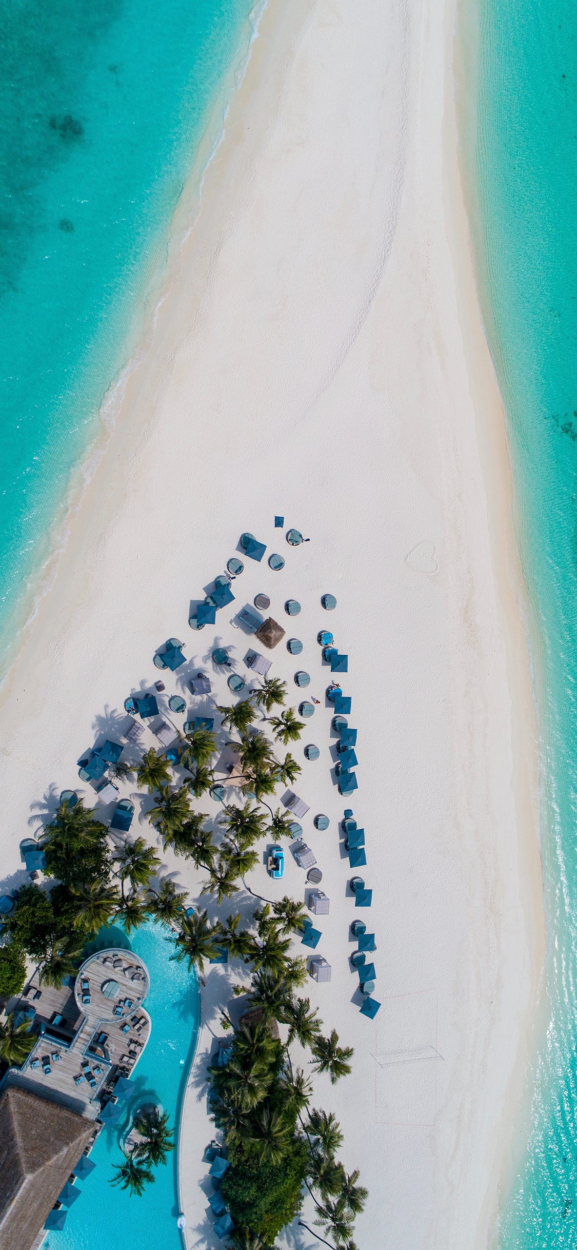 [2436×1125]海岸线 沙滩 热带 岛屿 度假 苹果手机壁纸图片