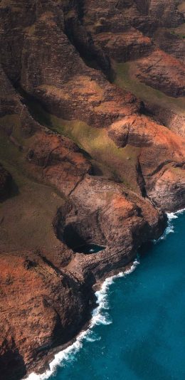 [2436x1125]海峡 纹路 大海 自然风光 苹果手机壁纸图片