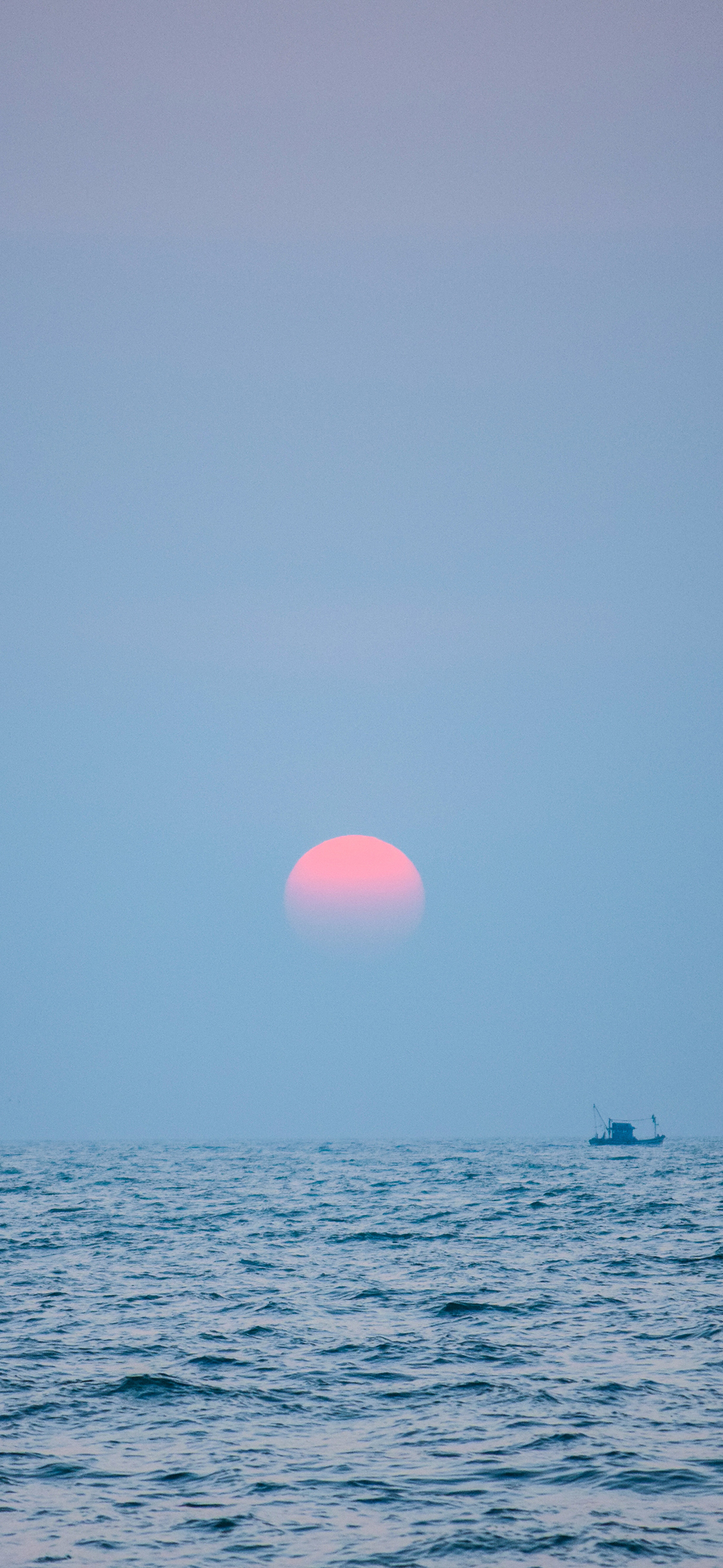 [2436×1125]海平面 天空 傍晚 落日 夕阳 苹果手机壁纸图片
