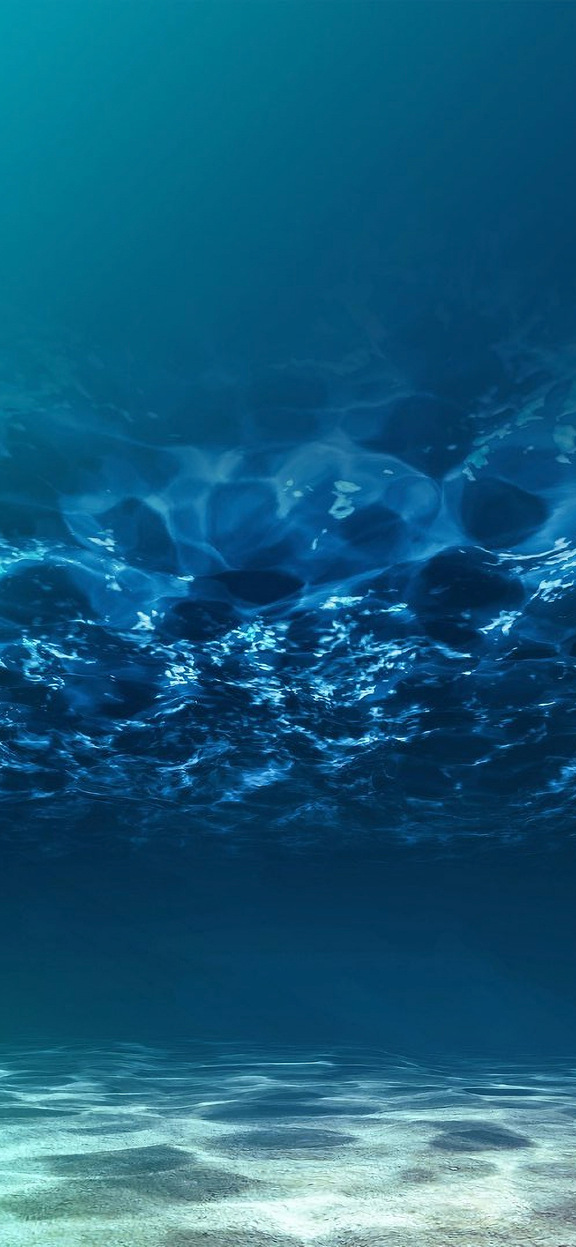 [2436×1125]海底 海洋 海水 蓝色 神秘 苹果手机壁纸图片