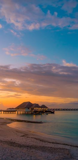 [2436x1125]海景 大海 海岸 日落 苹果手机壁纸图片