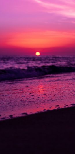 [2436x1125]海景 晚霞 红霞 唯美 苹果手机壁纸图片