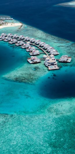 [2436x1125]海景 水上度假屋 休闲 度假 苹果手机壁纸图片