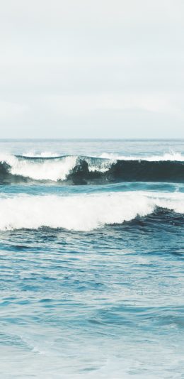 [2436x1125]海景 海浪 翻涌 湛蓝 苹果手机壁纸图片
