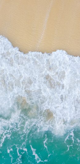[2436x1125]海水 湛蓝 浪花 海滩 苹果手机壁纸图片