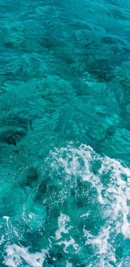 [2436x1125]海水 蓝色 波纹 清澈 大海 苹果手机壁纸图片