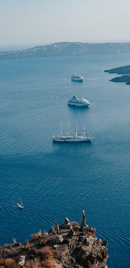 [2436x1125]海洋 船 游轮 码头 苹果手机壁纸图片