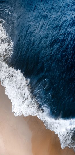 [2436x1125]海浪 大海 沙滩 蓝色 苹果手机壁纸图片