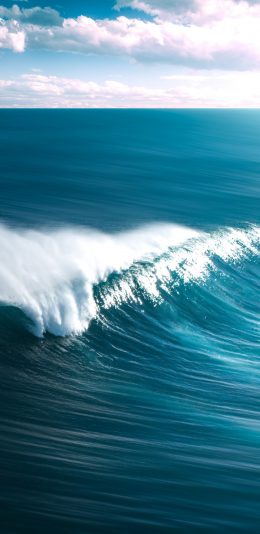 [2436x1125]海浪 大海 浪花  蓝天 苹果手机壁纸图片
