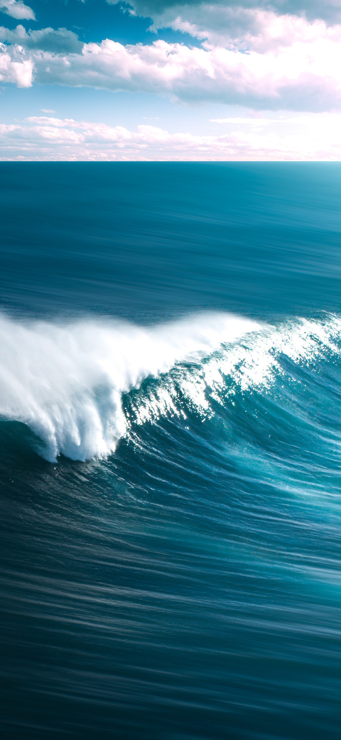 [2436×1125]海浪 大海 浪花  蓝天 苹果手机壁纸图片
