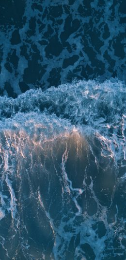 [2436x1125]海浪 大海 海平面 浪花 苹果手机壁纸图片